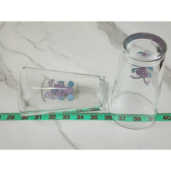 Rabbit Pink Logo Pizza Pint Beer Clear Glass 16oz Drinkware 5 3/4" Brewery x2 - Picture 11 of 11
